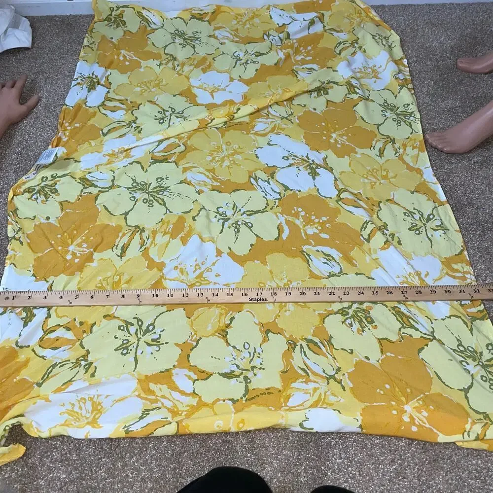 Faithfull the Brand Asturias wrap scarf yellow floral print lightweight OSFM